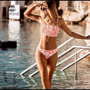 NWT Cupshe Floral Smocked Bikini